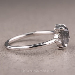 1.37 Carat Black Speckled Emerald Diamond Engagement Ring, Betty Setting, Platinum