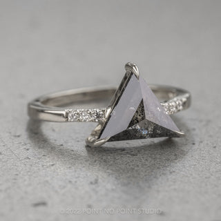 1.01 Carat Salt and Pepper Triangle Diamond Engagement Ring, Jules Setting, 14K White Gold