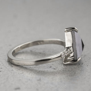 1.01 Carat Salt and Pepper Triangle Diamond Engagement Ring, Jules Setting, 14K White Gold