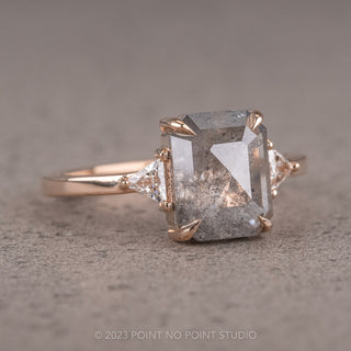 1.53tcw Salt and Pepper Emerald Cut Diamond Engagement Ring, Zoe Setting, 14K Rose Gold
