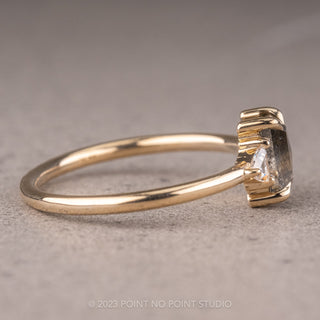 1.16 Carat Salt and Pepper Emerald Diamond Engagement Ring, Zoe Setting, 14K Yellow Gold