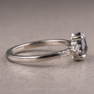 1.06 Carat Salt and Pepper Pear Diamond Engagement Ring, Eliza Setting, 14K White Gold
