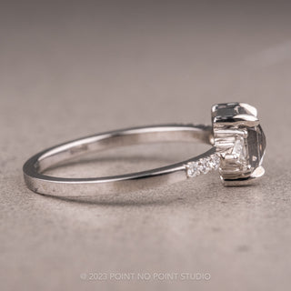 1.35ct Salt and Pepper Asscher Shaped Diamond Engagement Ring, Eliza Setting, 14K White Gold