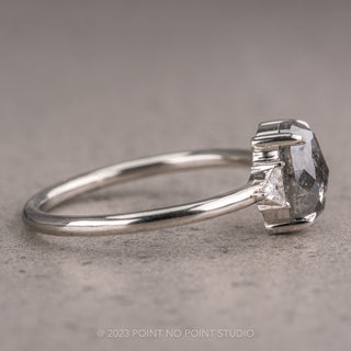 1.94 Carat Salt and Pepper Oval Diamond Engagement Ring, Zoe Setting, 14K White Gold
