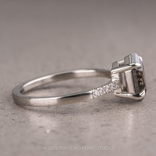 1.98 Carat Salt and Pepper Hexagon Diamond Engagement Ring, Jules Setting, 14k White Gold