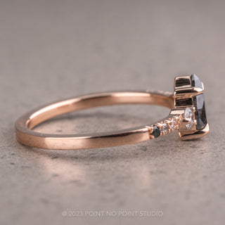1.02 Carat Salt and Pepper Pear Diamond Engagement Ring, Ombre Eliza Setting, 14K Rose Gold
