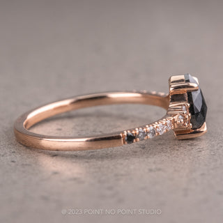 1 Carat Salt and Pepper Pear Diamond Engagement Ring, Quincy Setting, 14K Rose Gold